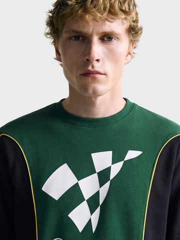 Men's Green Regular Fit Embroidered Casual Sweatshirt