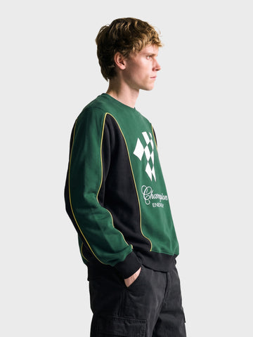 Men's Green Regular Fit Embroidered Casual Sweatshirt