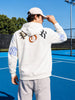 Men's White Relaxed Fit Embroidered Street Wear Sweatshirt