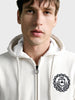 Men's White Relaxed Fit Embroidered Street Wear Sweatshirt