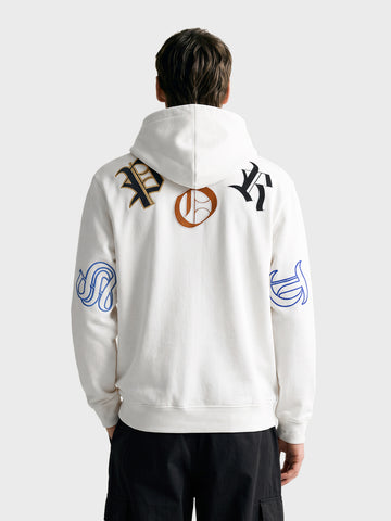 Men's White Relaxed Fit Embroidered Street Wear Sweatshirt