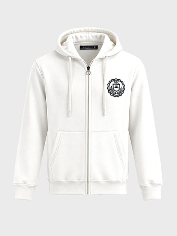 Men's White Relaxed Fit Embroidered Street Wear Sweatshirt
