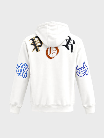 Men's White Relaxed Fit Embroidered Street Wear Sweatshirt