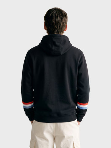 Men's Black Relaxed Fit Embroidered Casual Sweatshirt