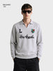 Men's Grey Relaxed Fit Embroidered Casual Sweatshirt