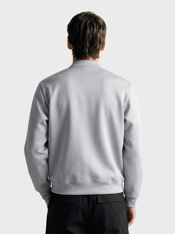 Men's Grey Relaxed Fit Embroidered Casual Sweatshirt
