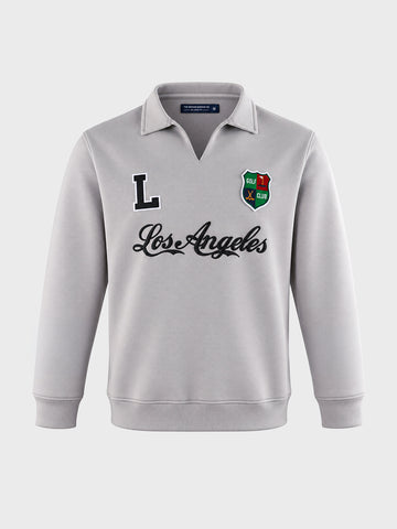 Men's Grey Relaxed Fit Embroidered Casual Sweatshirt