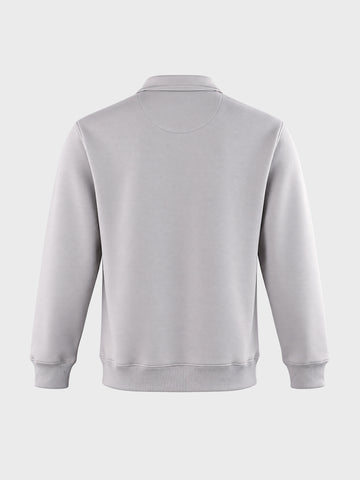 Men's Grey Relaxed Fit Embroidered Casual Sweatshirt
