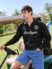 Men's Black Relaxed Fit Embroidered Casual Sweatshirt