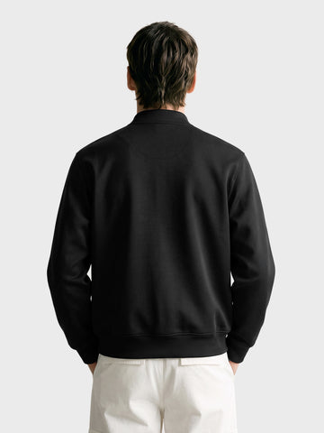 Men's Black Relaxed Fit Embroidered Casual Sweatshirt