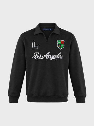 Men's Black Relaxed Fit Embroidered Casual Sweatshirt