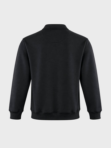 Men's Black Relaxed Fit Embroidered Casual Sweatshirt