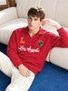 Men's Red Relaxed Fit Embroidered Casual Sweatshirt