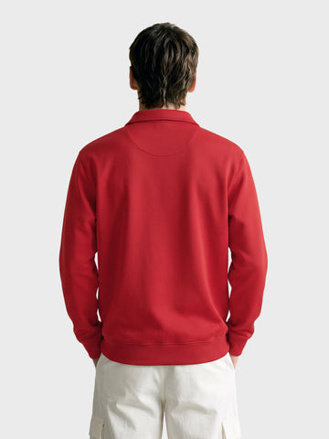 Men's Red Relaxed Fit Embroidered Casual Sweatshirt