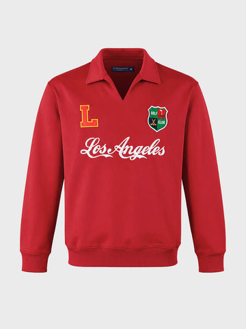 Men's Red Relaxed Fit Embroidered Casual Sweatshirt