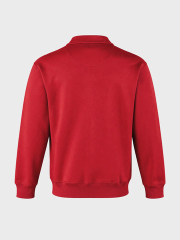 Men's Red Relaxed Fit Embroidered Casual Sweatshirt