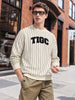 Men's Off White Relaxed Fit Embroidered Casual Sweatshirt