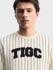 Men's Off White Relaxed Fit Embroidered Casual Sweatshirt