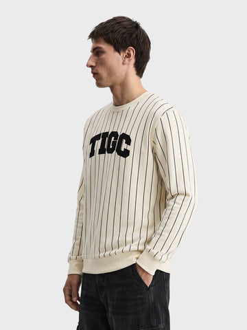Men's Off White Relaxed Fit Embroidered Casual Sweatshirt