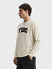 Men's Off White Relaxed Fit Embroidered Casual Sweatshirt