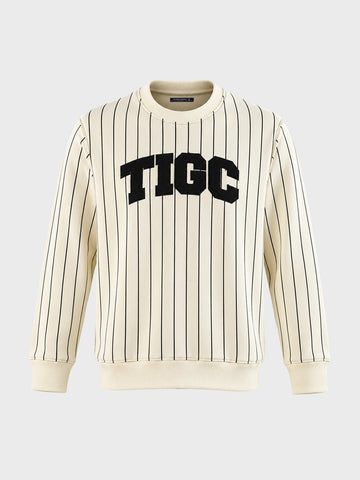 Men's Off White Relaxed Fit Embroidered Casual Sweatshirt