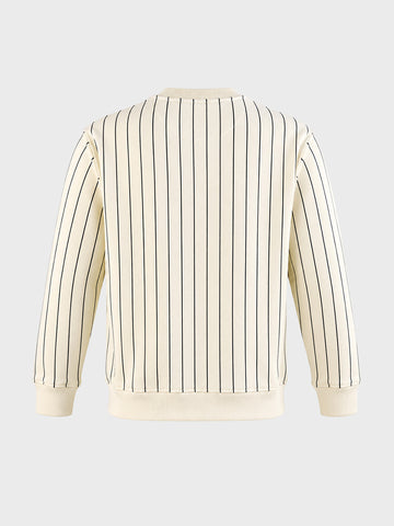 Men's Off White Relaxed Fit Embroidered Casual Sweatshirt