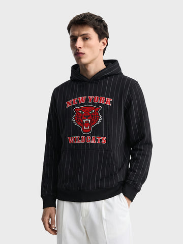 Men's Black Relaxed Fit Embroidered Casual Sweatshirt