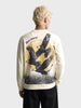 Men's Off White Relaxed Fit Graphic Printed Casual Sweatshirt