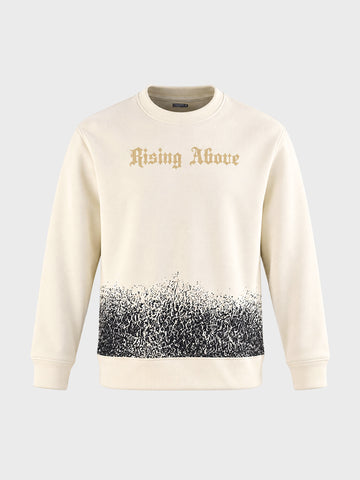 Men's Off White Relaxed Fit Graphic Printed Casual Sweatshirt