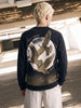 Men's Black Relaxed Fit Graphic Printed Casual Sweatshirt