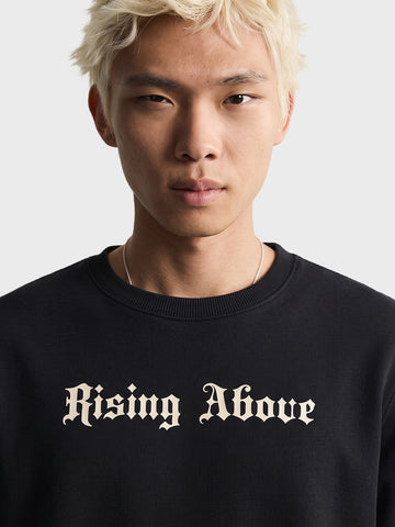 Men's Black Relaxed Fit Graphic Printed Casual Sweatshirt