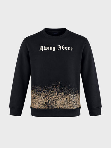 Men's Black Relaxed Fit Graphic Printed Casual Sweatshirt