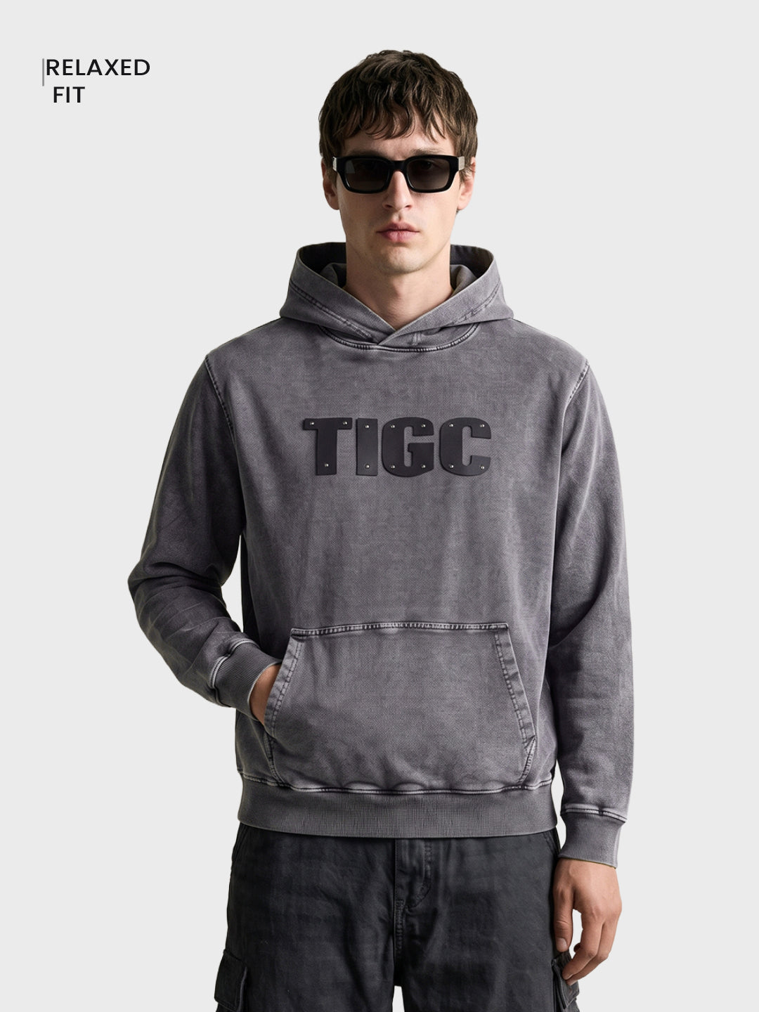 Men's Black Relaxed Fit Printed Casual Sweatshirt