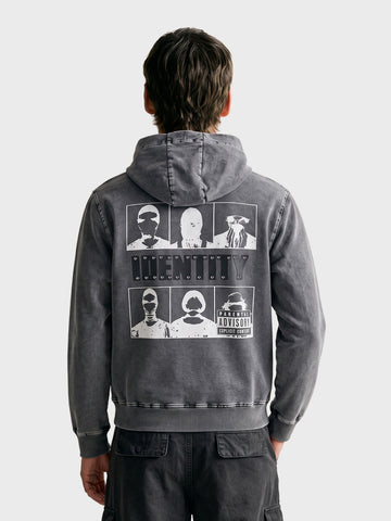 Men's Black Relaxed Fit Printed Casual Sweatshirt