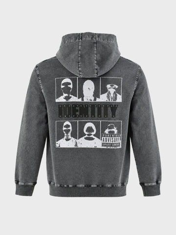 Men's Black Relaxed Fit Printed Casual Sweatshirt