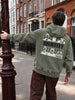 Men's Olive Relaxed Fit Printed Casual Sweatshirt