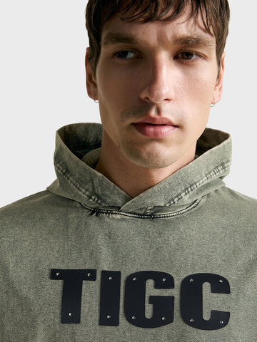 Men's Olive Relaxed Fit Printed Casual Sweatshirt