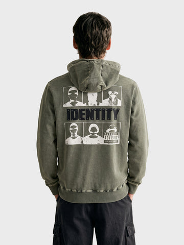 Men's Olive Relaxed Fit Printed Casual Sweatshirt