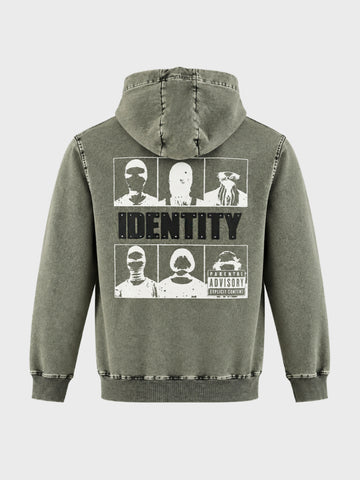 Men's Olive Relaxed Fit Printed Casual Sweatshirt