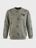 Men's Olive Relaxed Fit Printed Casual Sweatshirt