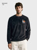 Men's Black Relaxed Fit Printed Casual Sweatshirt