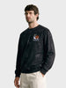 Men's Black Relaxed Fit Printed Casual Sweatshirt
