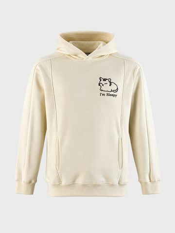 Men's Off White Relaxed Fit Embroidered Casual Sweatshirt