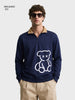 Men's Navy Blue Relaxed Fit Solid Casual Sweatshirt
