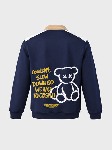 Men's Navy Blue Relaxed Fit Solid Casual Sweatshirt
