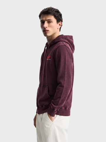 Men's Maroon Relaxed Fit Printed Casual Sweatshirt