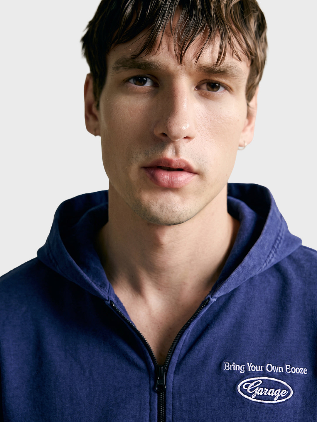 Men's Navy Blue Relaxed Fit Printed Casual Sweatshirt
