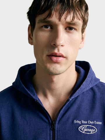 Men's Navy Blue Relaxed Fit Printed Casual Sweatshirt