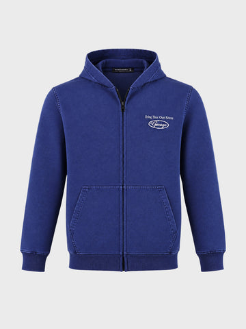 Men's Navy Blue Relaxed Fit Printed Casual Sweatshirt