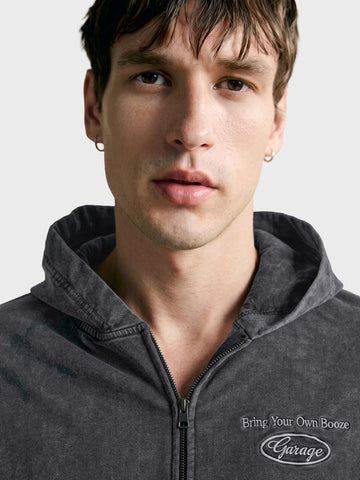 Men's Black Regular Fit Embroidered Casual Sweatshirt